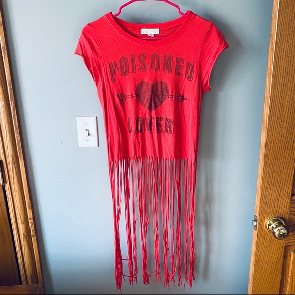 Forever 21 red graphic fringe tee - Picture 1 of 6